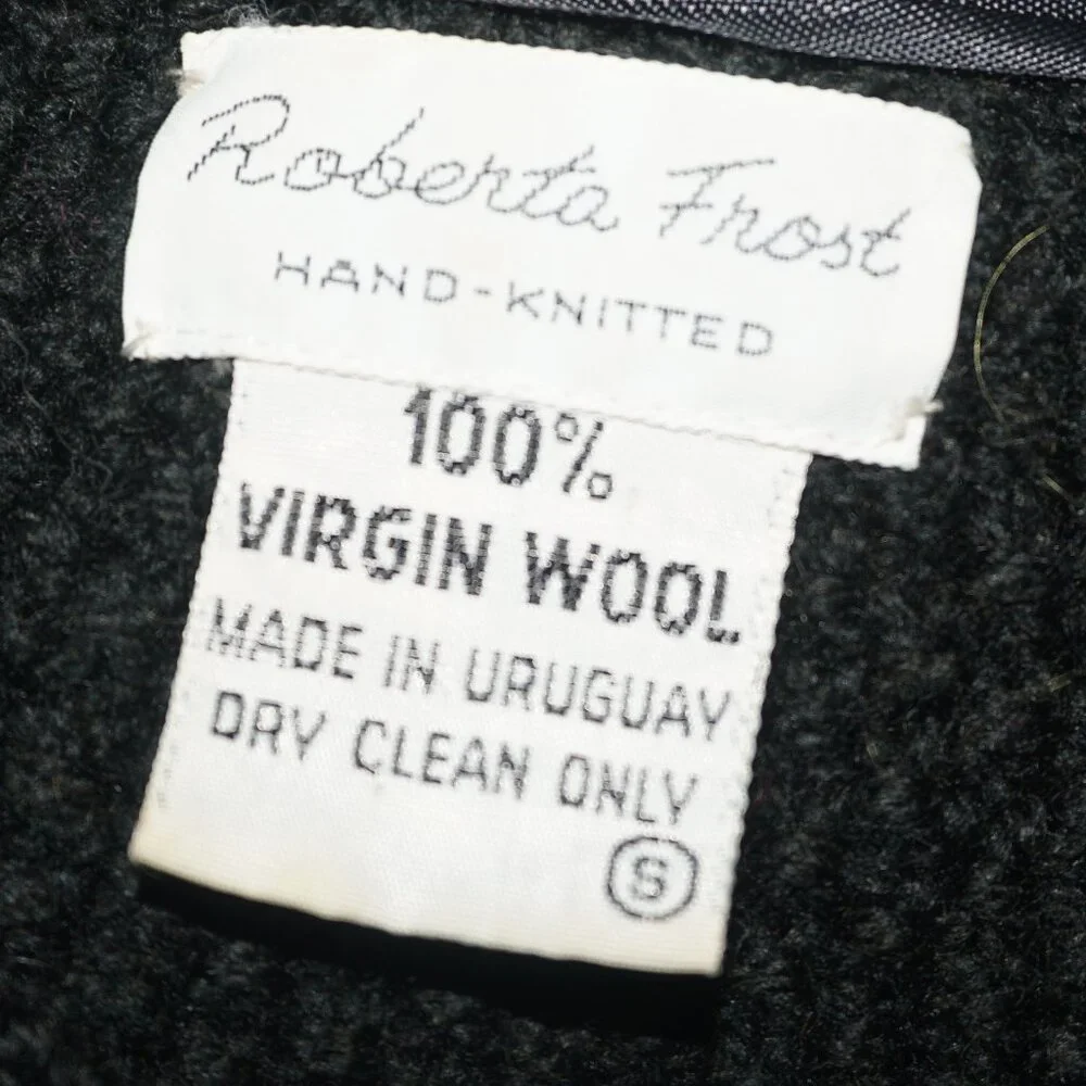 Vintage 80s Wool Floral Intarsia Hand Knit Sweater - Picture 4 of 6